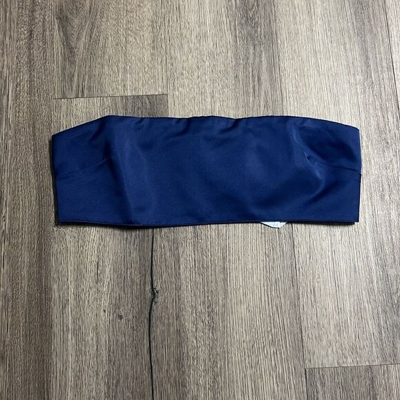 WeWoreWhat Duchesse Satin Bandeau Top Navy Size 2 - Picture 7 of 9